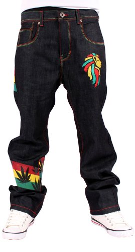 Money Talks Men's Rasta One Love Loose Fit Jeans