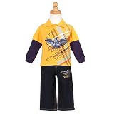 Baby Boys Yellow Graphic Layered Denim 2pc Outfit 24M