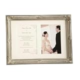 Silver Wedding 5 X 7 Invitation Frame Wood N Flocked Easel Back Wall Hang Set... by CBK