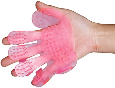 Pet Bath Hand Brushe, MABEE Shower Message Cleaning Hand Gloves for Dog, Cat and others (Pink)
