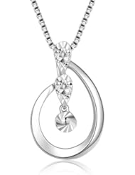 14K Italian White Gold Diamond-Cut Triple Drops Teardrop Pendant Necklace (16"), Women Jewelry in Gift Box