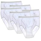 Womens/Ladies Embroidered Cotton Rich Underwear Briefs (Pack Of 6)