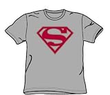 Superman - Crimson & Gray Shield - Adult Heather S/S T-Shirt For Men