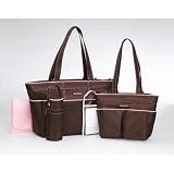 Carters 5-Piece Girls Diaper Bag Set - brown/pink, one size