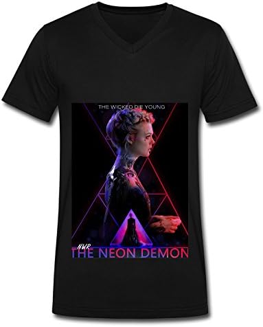 Black V Neck T Shirt For Men 2016 Horror Movie The Neon Demon Poster