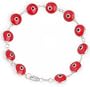 Sterling Silver Red Color Evil Eye Bracelet