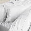 1500 Thread Count California King White Stripe Bed in a Bag Includes Sheet Set, Duvet Set and Down
