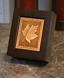 Maple Leaf Lithophane Shadow Box Cherry Finish Wood