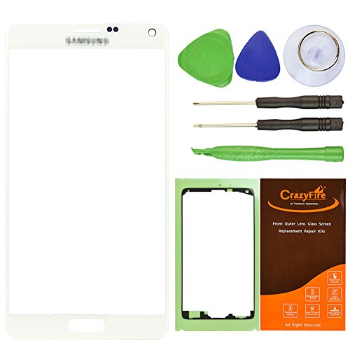 CrazyFire® White New Front Outer Glass Lens Screen Replacement For Samsung Galaxy Note IV Note 4 N9100 N910A N910P N910T N910V N910R4+Adhesive Tape+Tools Kit CrazyFire® White New Front Outer Glass Lens Screen Replacement For Samsung Galaxy Note IV Note 4 N9100 N910A N910P N910T N910V N910R4+Adhesive Tape+Tools Kit