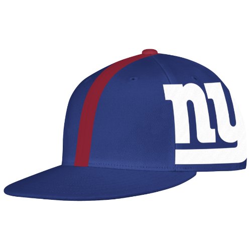 NFL Men's New York Giants End Zone Flat Visor Flex Hat - Tw79Z (Blue, Large/X-Large)