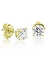 14k Yellow Gold Round Brilliant Cut Diamond Stud Earrings (GH, I1-I2, 0.40 carat)