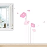 Reusable Decoration Wall Sticker Decal - Graphic Pink Poppy