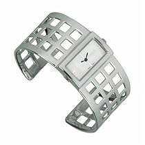 ELLE TIME Women's Sterling Silver Waffle Cuff Watch #SW2851AS