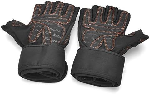 Stylish Ourdoor Breathable Half-Finger Gym Training Gloves w/ Wrist Support Wrap - Black (2 PCS)
