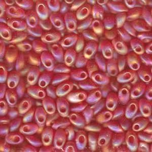 100 Grams Matte Red-Orange Rainbow Ab 4x7mm Miyuki Long Magatama Glass Fringe Beads