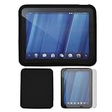 Premium Black Soft Silicone Skin Case + Clear Screen Protector for HP Touchpad 9.7