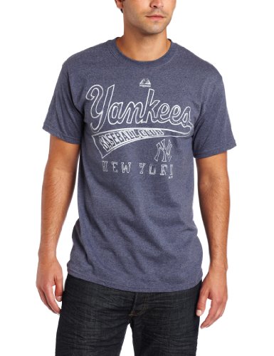 MLB Men's New York Yankees All Club Short Sleeve Basic Tee, Navy Heather, Large