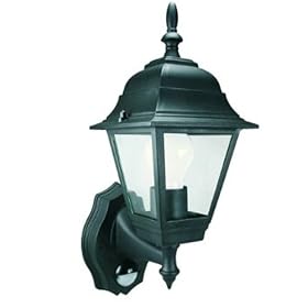 Byron Elro ES94 GLS / 23W ES 4-Panel Wall Lantern with PIR Motion Detector Black,100w
