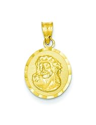 14K Yellow Gold Jesus Medal Pendant Charm Religious