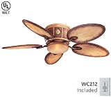 Minka-Aire F573-BA 52″ Las Islas Tropical WET Outdoor Flush Mount Ceiling Fan w/ Light & Wall Ctrl