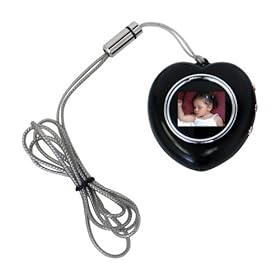 CTA Digital MI-HPNB Heart Shape Digital Photo Frame Necklace (Black)