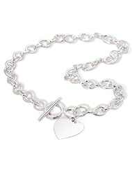 MMA Silver - 17 inch Toggle Necklace with Heart Tag