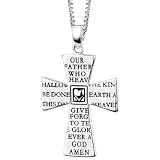Sterling Silver Lord's Prayer Cross Pendant, 18