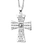 Sterling Silver Lord's Prayer Cross Pendant, 18"