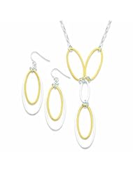 Sterling Silver & Vermeil Polished Drop Necklace & Earring Set