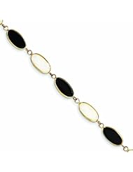 Genuine 14K Yellow Gold 7.5In Polished Genuine Fancy Onyx & Imitation Opal Bracelet 5 Grams Of Gold 100% Satisfaction Guaranteed.