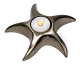 Dark Silver Celestial Star Tealight Candle Holder with Flameless Flickering Tealight