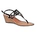 Twisted Women's Riley Faux Suede Cutout Gladiator T-strap Low Wedge Sandal with Rhinestones