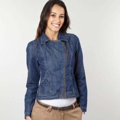 H! by Henry Holland-Blue denim biker jacket Thumbnail Image