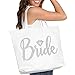Bride with Diamond Motif Rhinestone Tote Bag - Bridal Shower Gift & Accessories Bride Tote - White Tote(Bride RS) WHT