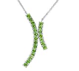 2.25 carats total weight Round Shape Peridot Multi-Gemstone Necklace in Sterling Silver