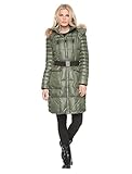 Marc New York Women's Addy Block Puffer with Belt and Fur Trim-Denim-2XL