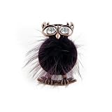 Fuzzy Owl Stretch Ring Purple Faux Fur Oversize
