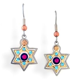 Star of David Judaic Earrings with Hypoallergenic stainless steel ear wire #2304