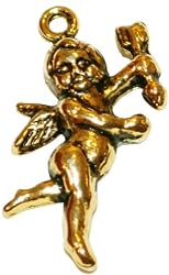 5 pcs Angel Cherub Charms - Antique Gold Finish including Jump Rings