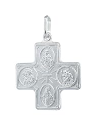 Sterling Silver 4-way Cross Medal Made in Italy, 1 inch tall