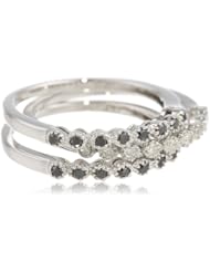 10k Gold Black and White Diamond Stack Ring (1/4 cttw), Set of 3