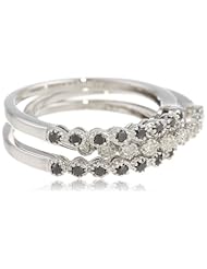 10k Gold Black and White Diamond Stack Ring (1/4 cttw), Set of 3