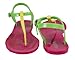 Ian! By Soda Jelly Flat Thong Ankle Strap Sandals in Yellow Green Fuchsia Colorblock