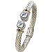 14K Yellow Gold and Sterling Silver Blue Topaz and Garnet Cuff
