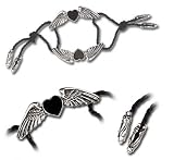 Coeur Noir Black Heart Bracelet with Wings
