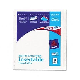 WorkSaver Big Tab Extrawide Dividers, Clear Tabs, 8-Tab, 9 x 11, White