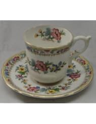 Coalport Ming Rose Demitasse Cup & Saucer (Ear Handle)