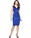 Maggy London Dress, Stretch Satin V Neck with Draped Side