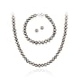 Sterling Silver 5.5-6mm Genuine Freshwater Cultured Grey Pearl Necklace Bracelet & Stud Earrings Set