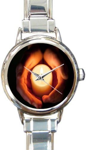 Special Design Renaissance Collection, Christian Religious Gift Prayer, Praying Hands Round Italian Charm Watch